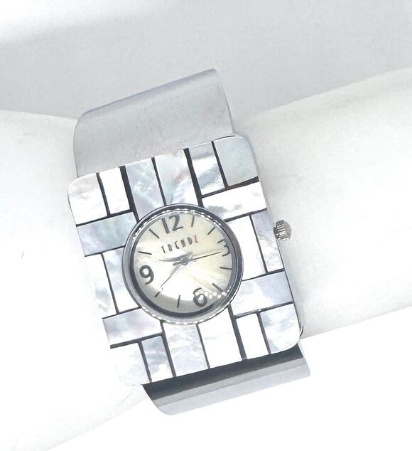 Trendz Abalone Shell Face Silver Cuff Watch with Fresh Battery #1004 main image 7